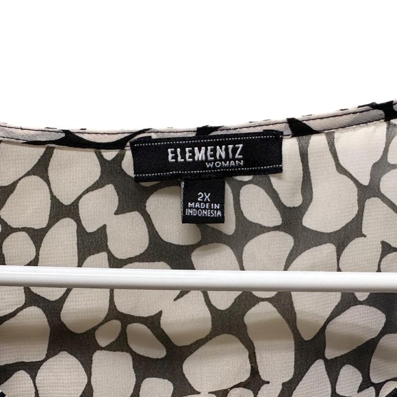 Elementz Woman Black and White Chiffon Blouse, 2X, Pre-owned - Picture 7 of 8